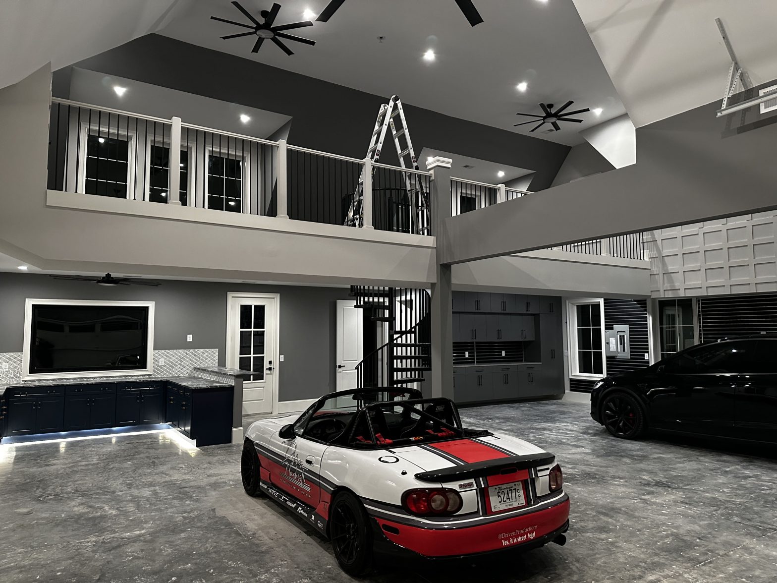 Image of the inside of a new home addition in Nashville, specifically a detached garage.